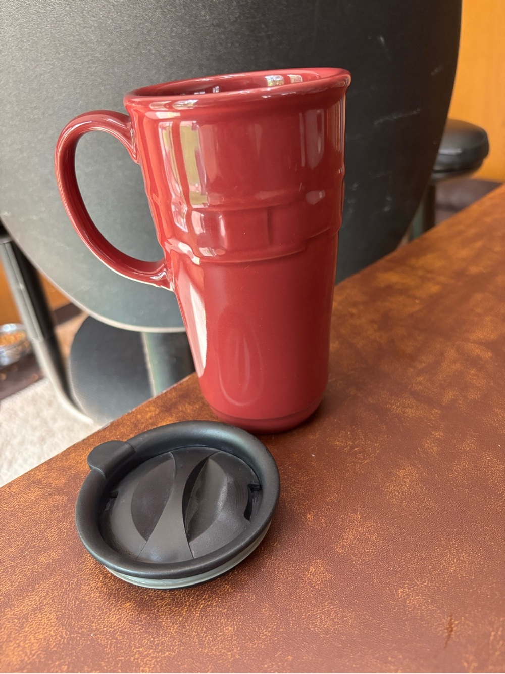 Longaberger Paprika pottery Travel Mug with Removable Lid
